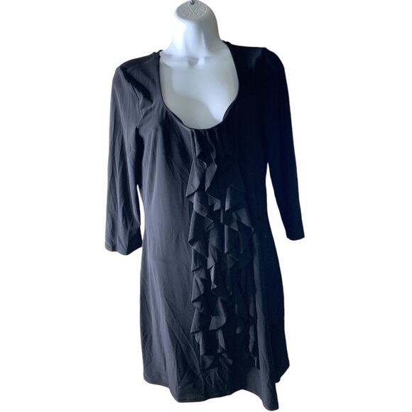 White House Black Market Top Womens M 3/4 Sleeve Square Neck Ruffled Pullover - Picture 3 of 6